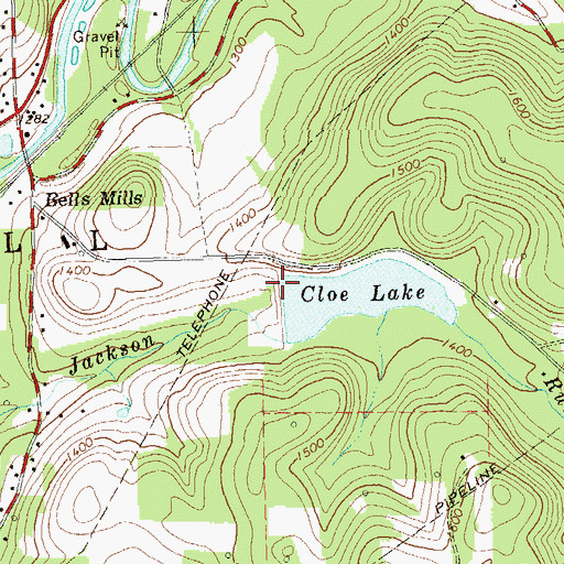 Topographic Map of Cloe Dam, PA