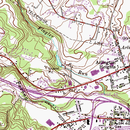 Topographic Map of Arlington Lake Dam, PA