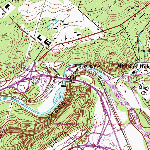 Topographic Map of Brodheads Creek Dam, PA