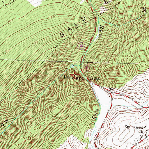 Topographic Map of Howard Dam, PA