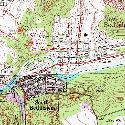 Topographic Map of Citizens Water Company Dam, PA