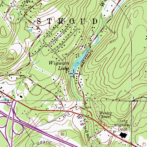 Topographic Map of Wigwam Lake Dam, PA