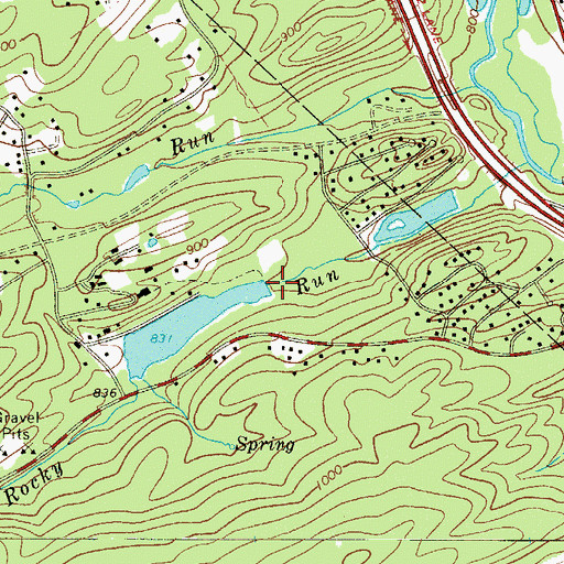 Topographic Map of Hunter Lake Dam, PA