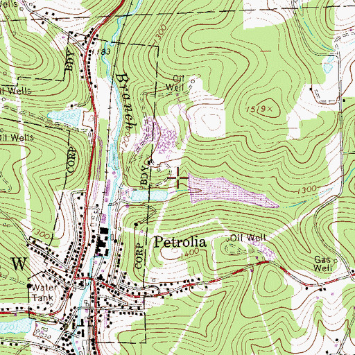 Topographic Map of Number Three Reservoir, PA