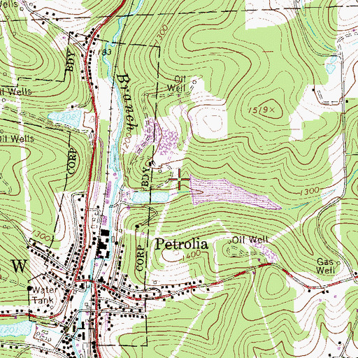 Topographic Map of Number Three Reservoir, PA