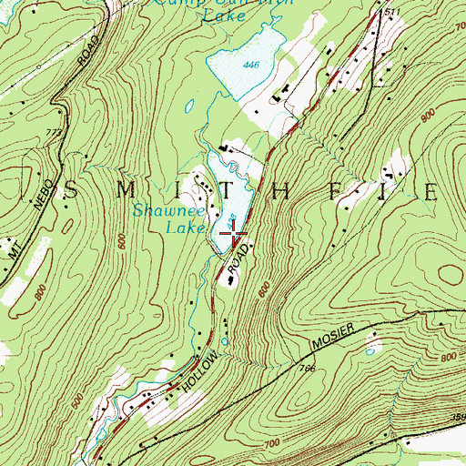 Topographic Map of Shawnee Dam, PA