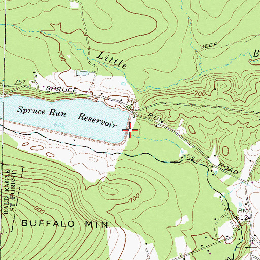 Topographic Map of Spruce Reservoir Dam, PA