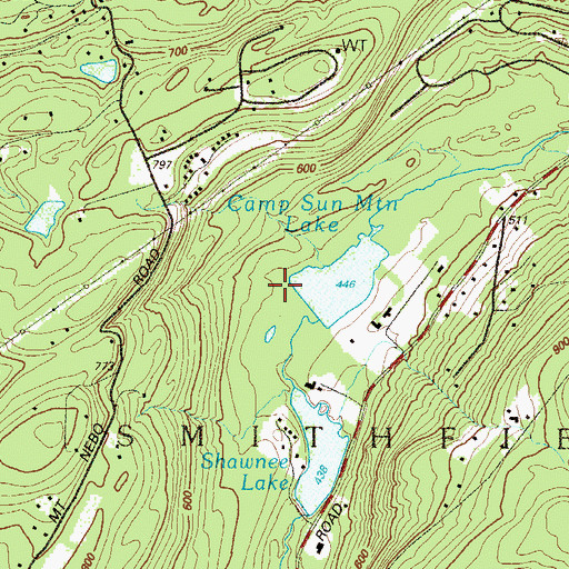 Topographic Map of Camp Sun Mountain Dam, PA