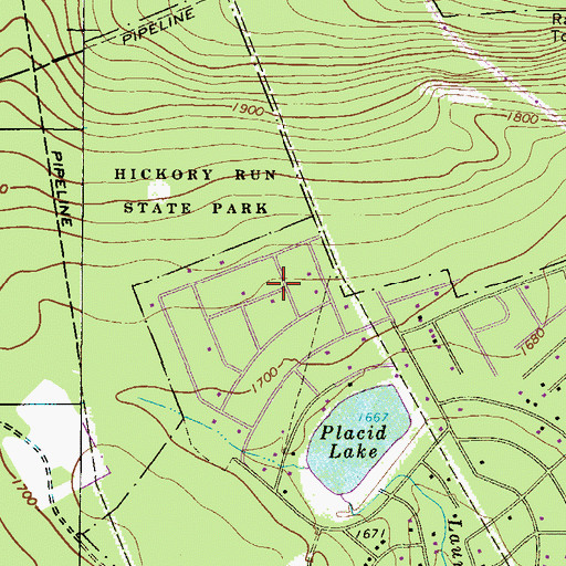 Topographic Map of Placid Lake Dam, PA