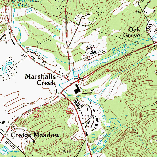 Topographic Map of Marshall Lake Dam, PA
