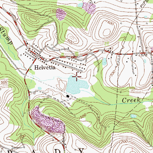 Topographic Map of Helvetia Dam, PA