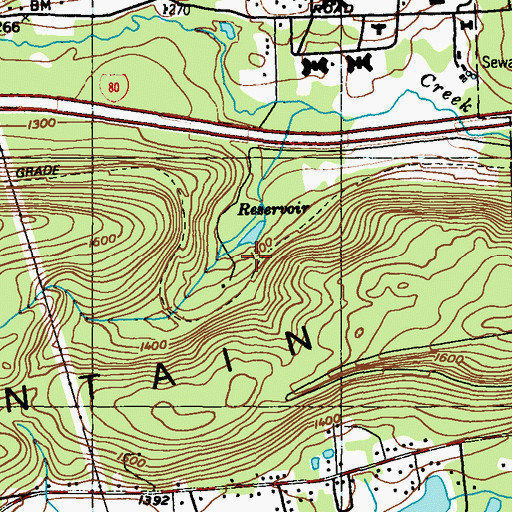 Topographic Map of Water Supply Dam, PA