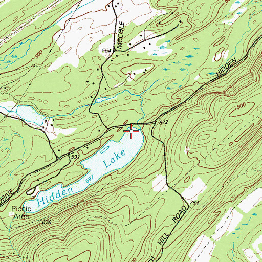 Topographic Map of Hidden Lake Dam, PA