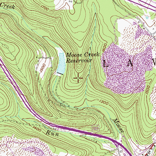 Topographic Map of Moose Creek Reservoir Dam, PA