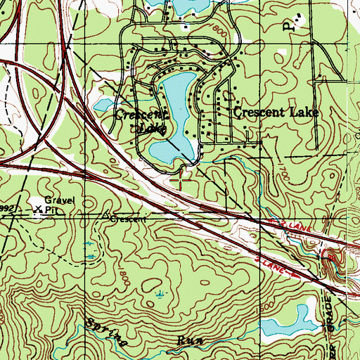 Topographic Map of Crescent Lake Dam, PA