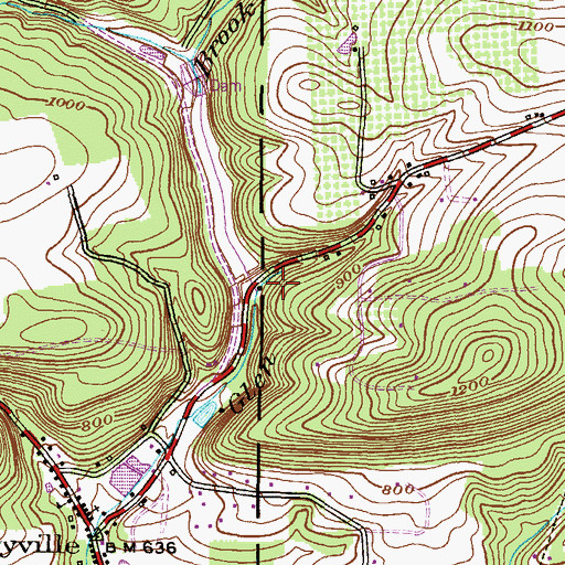 Topographic Map of Glen Brook Number Four Dam, PA