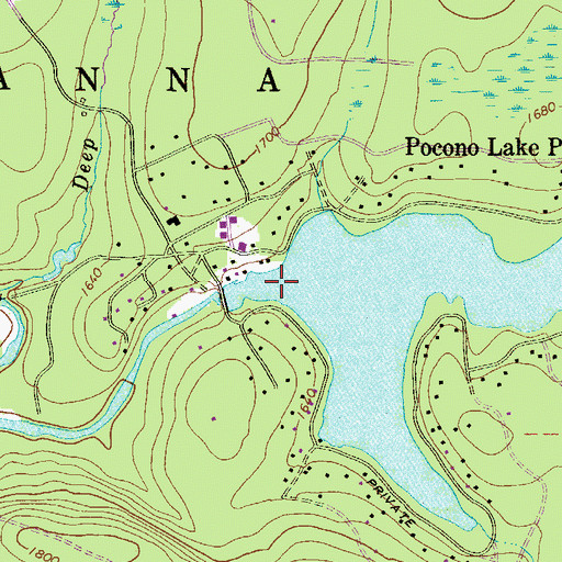Topographic Map of Pocono Lake Dam, PA