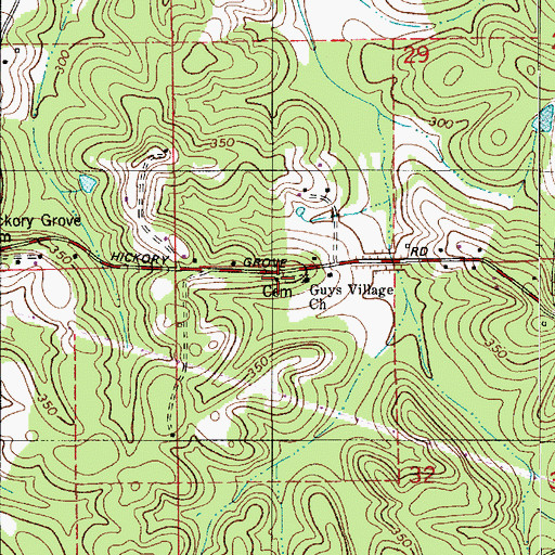 Topographic Map of Guys Village School, AL