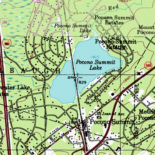 Topographic Map of Summit Lake Dam, PA