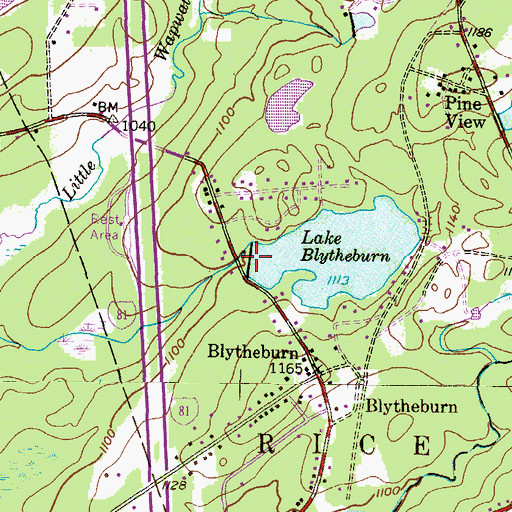 Topographic Map of Lake Blytheburn Dam, PA