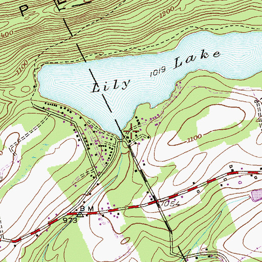 Topographic Map of Lily Lake Dam, PA