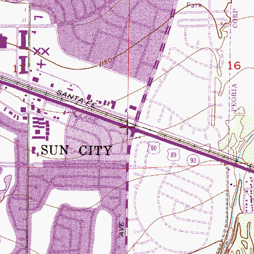 Topographic Map of Sun City, AZ