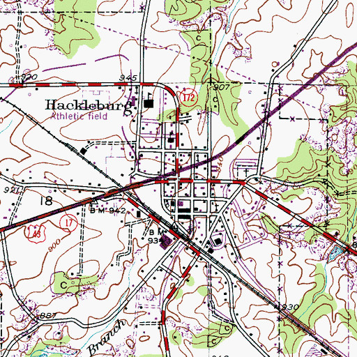 Topographic Map of Hackleburg, AL