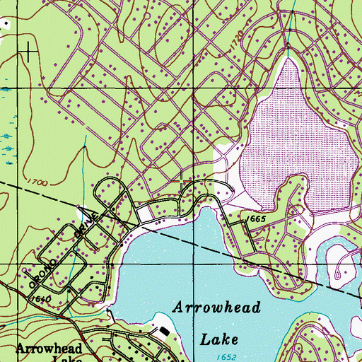 Topographic Map of North Arrowhead Lake, PA