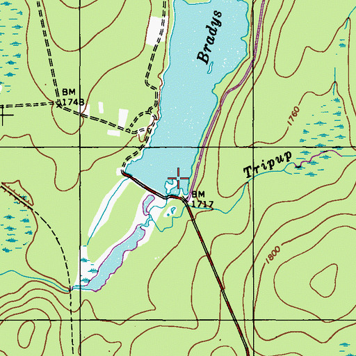 Topographic Map of Bradys Lake Dam, PA