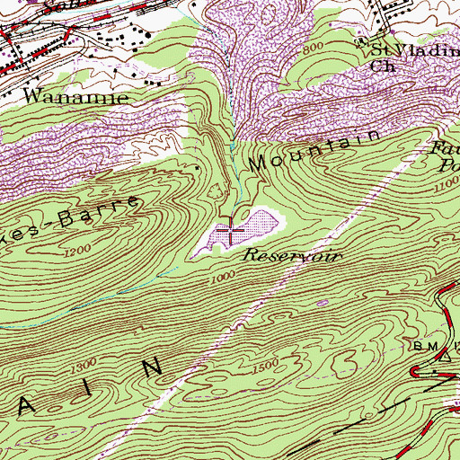 Topographic Map of Wanamie Dam, PA