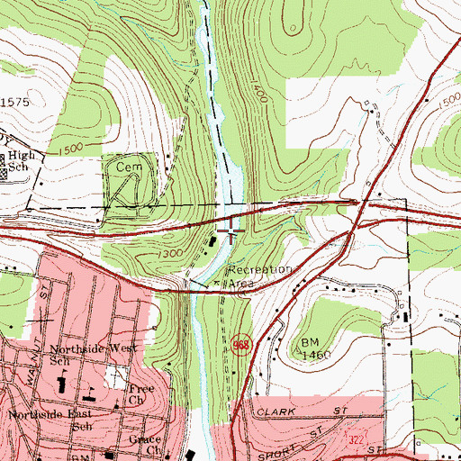 Topographic Map of Brookville Reservoir, PA