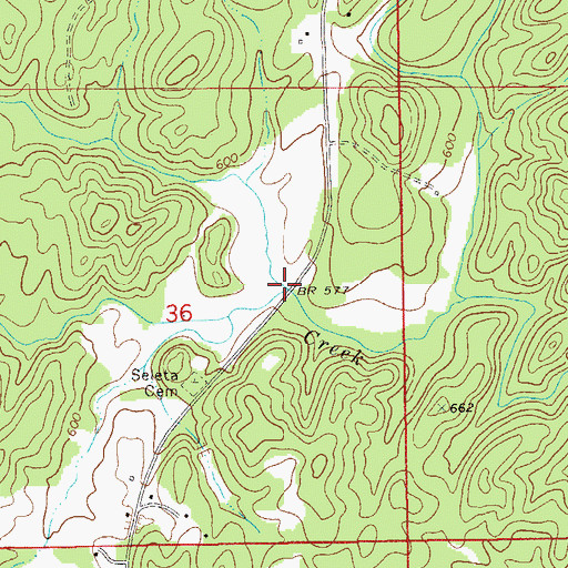 Topographic Map of Hackney Creek, AL