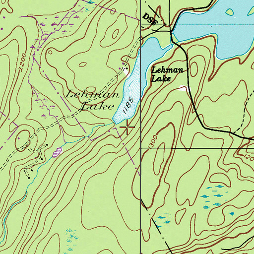 Topographic Map of Lehman Lake Dam, PA