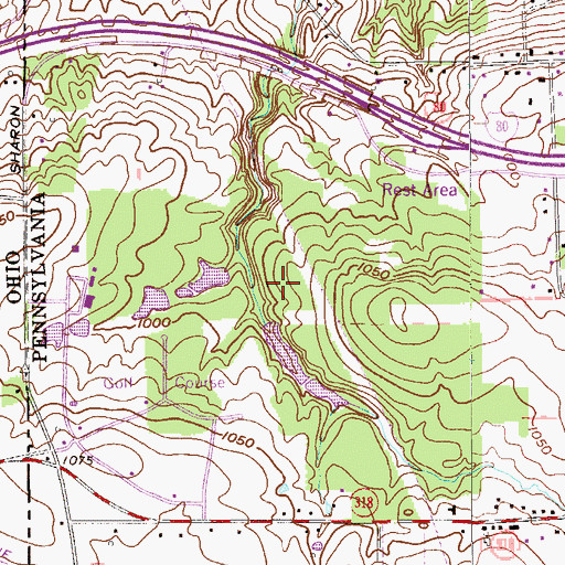 Topographic Map of Oak Tree Lake, PA
