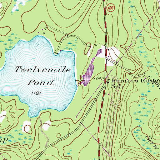Topographic Map of Twelve Mile Pond Dam, PA