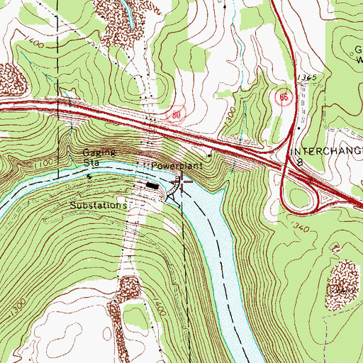 Topographic Map of Piney Dam, PA