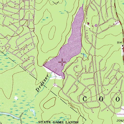Topographic Map of Naus and Newlyn Dam, PA