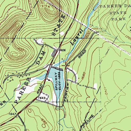 Topographic Map of Parker Dam, PA