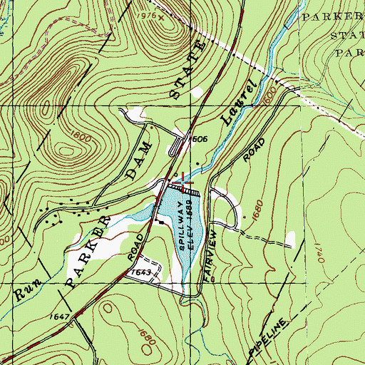 Topographic Map of Parker Dam, PA