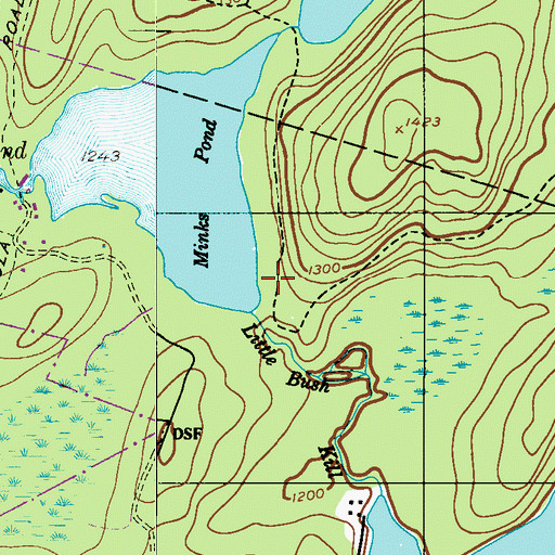 Topographic Map of Minks Dam, PA