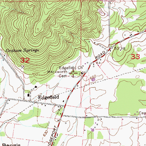 Topographic Map of Hackworth Cemetery, AL
