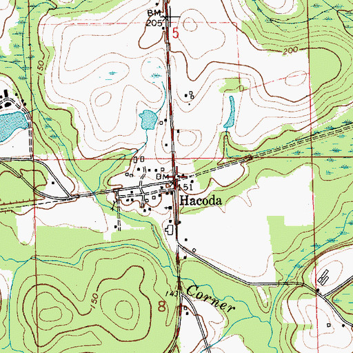 Topographic Map of Hacoda, AL