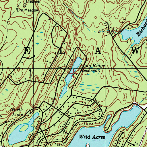 Topographic Map of Long Ridge Reservation Reservoir, PA