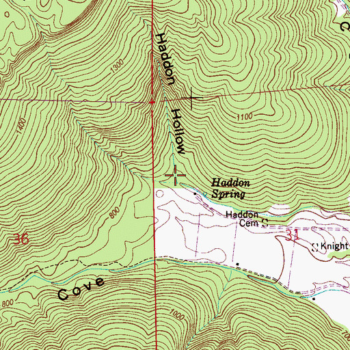 Topographic Map of Haddon Hollow, AL