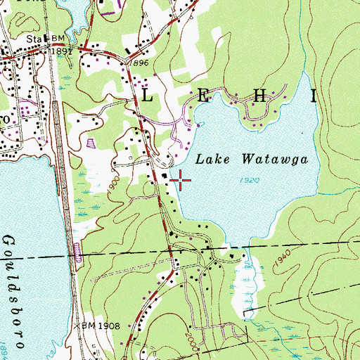Topographic Map of Lake Watawga Dam, PA