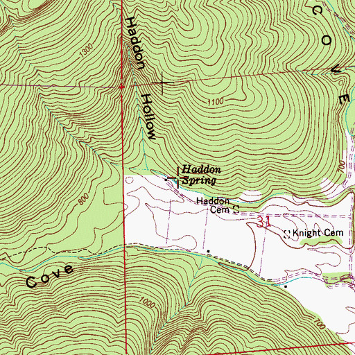 Topographic Map of Haddon Spring, AL