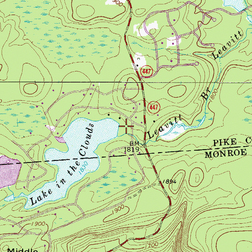 Topographic Map of Lake-In-The-Clouds Dam, PA