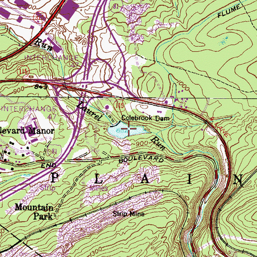 Topographic Map of Meadow Run Lake, PA