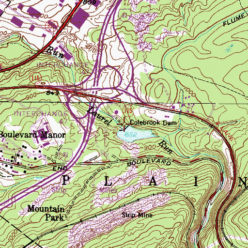 Topographic Map of Laurel Run Number Two Dam, PA