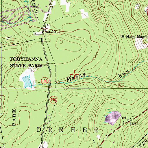 Topographic Map of Greene Dreher Dam, PA